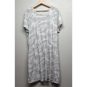 Old Navy Mini Dress Women Size XL Gray Camo Jersey Short Sleeve Fall Casual